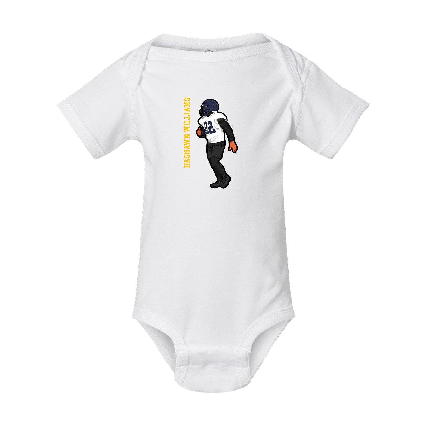 Baby Onesie — Name Vertical in White