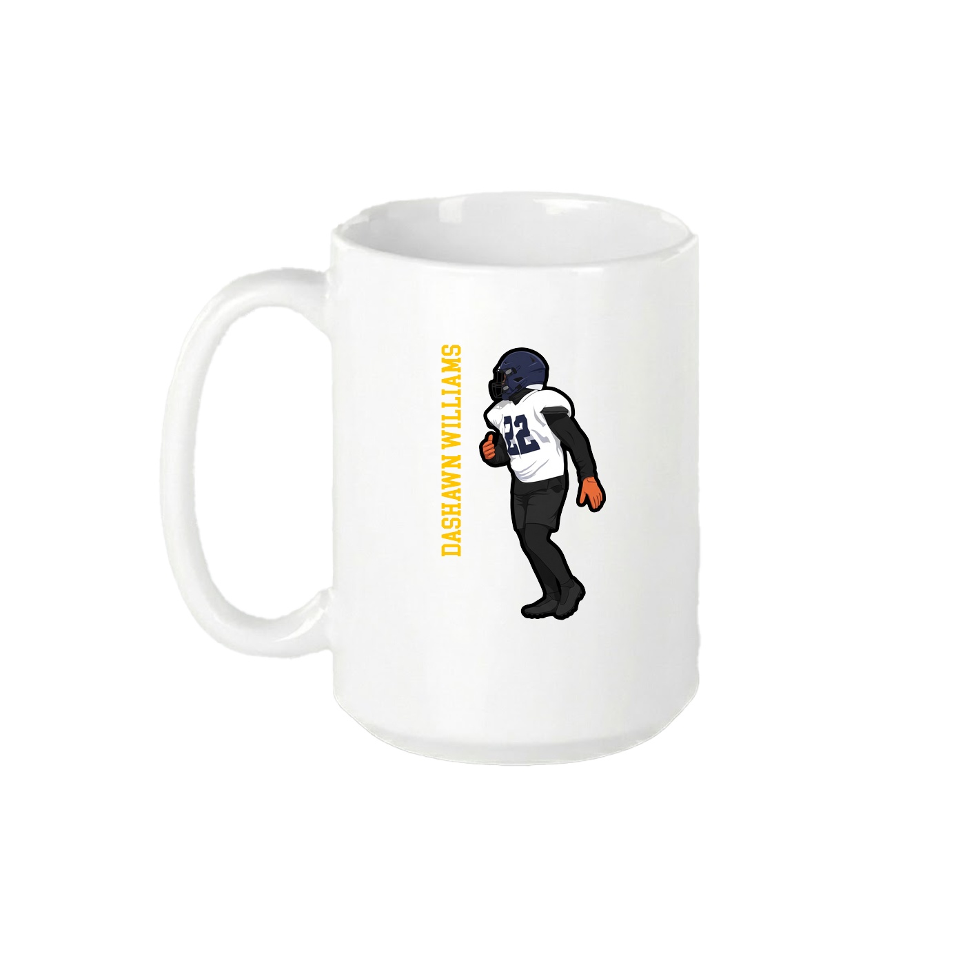 15oz Coffee Mug — Name Vertical in White