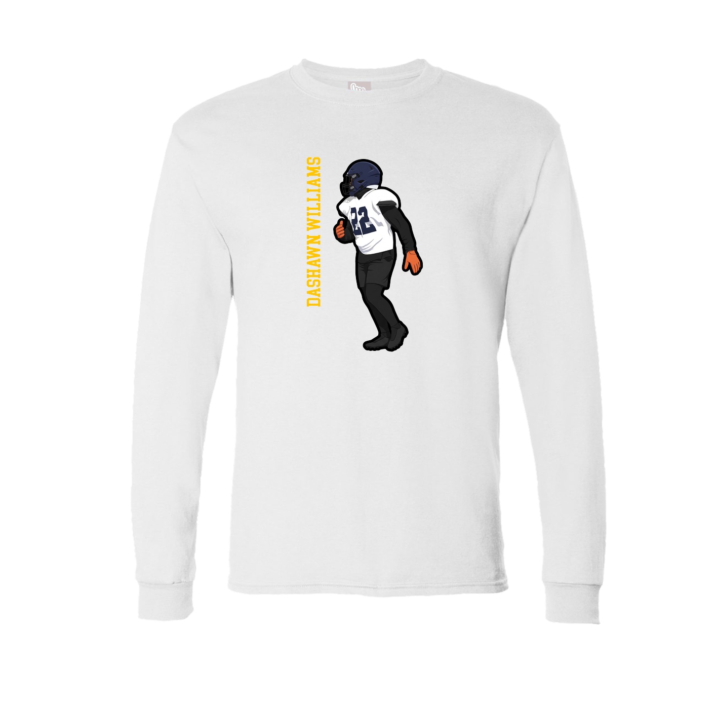 Long Sleeve Tee — Name Vertical in White