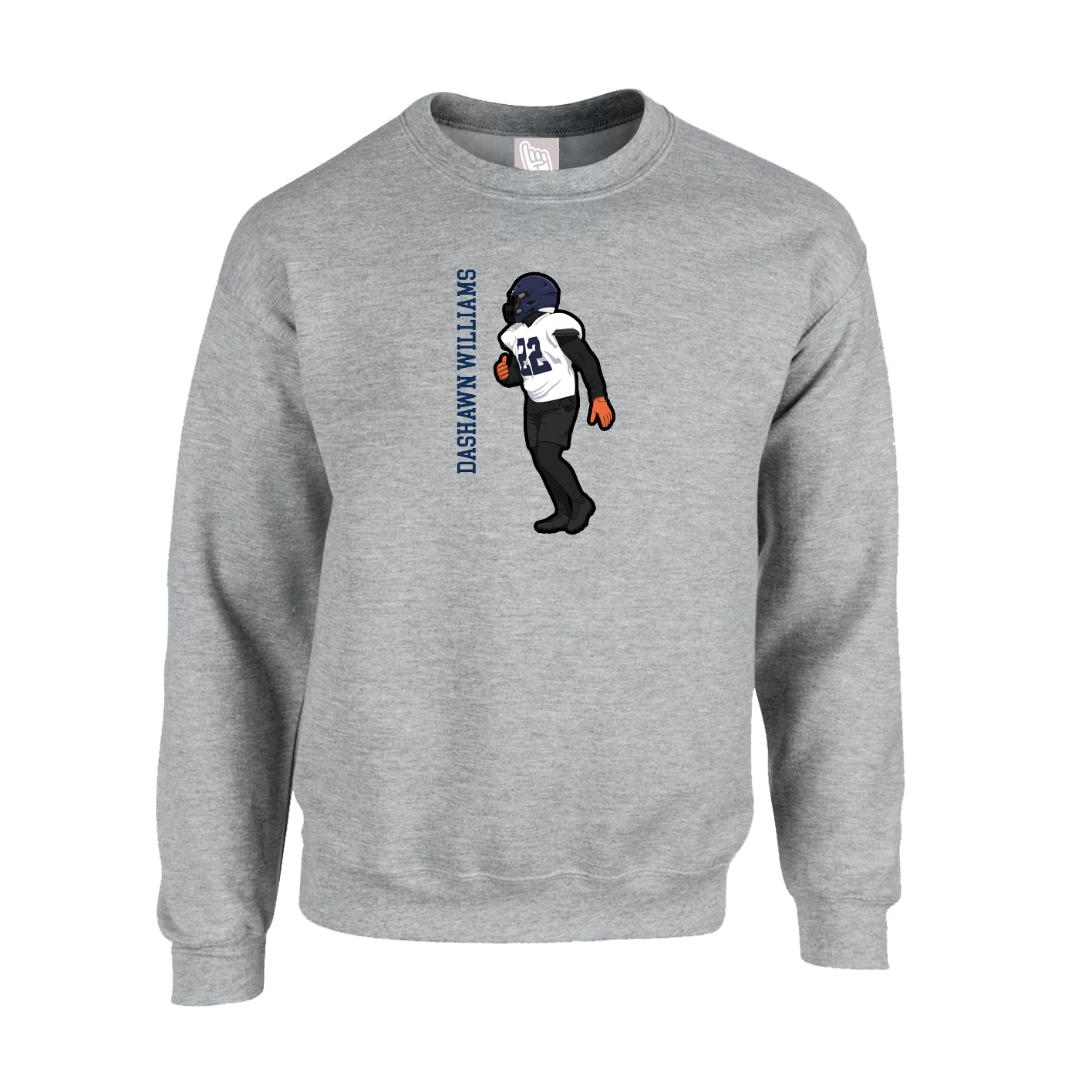 Fleece Crew — Name Vertical in Grey