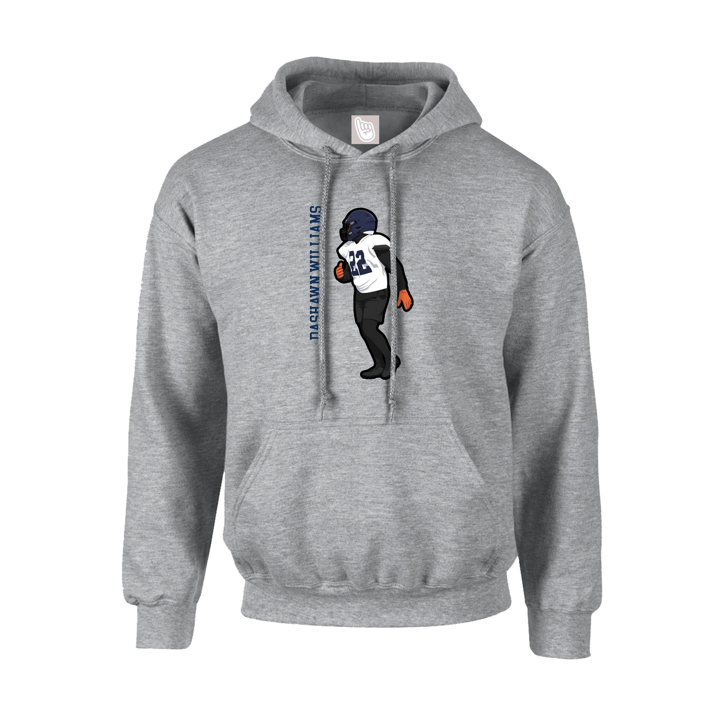 Youth Hoodie — Name Vertical in Grey