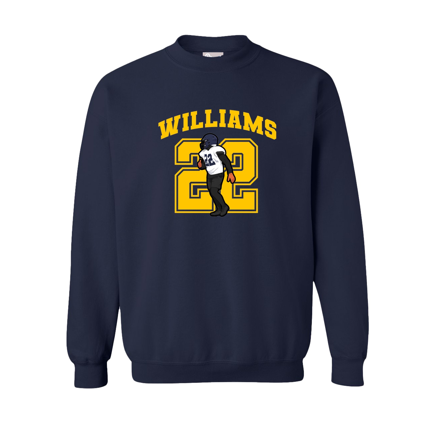 Fleece Crew — Number in Navy