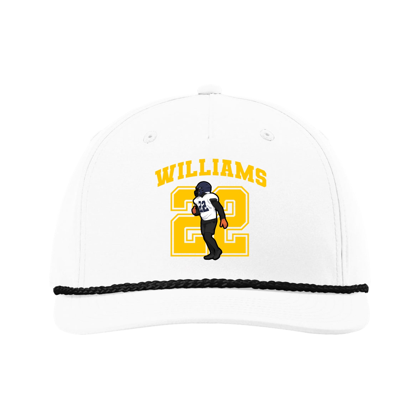 Five-Panel Classic Rope Cap — Number in White