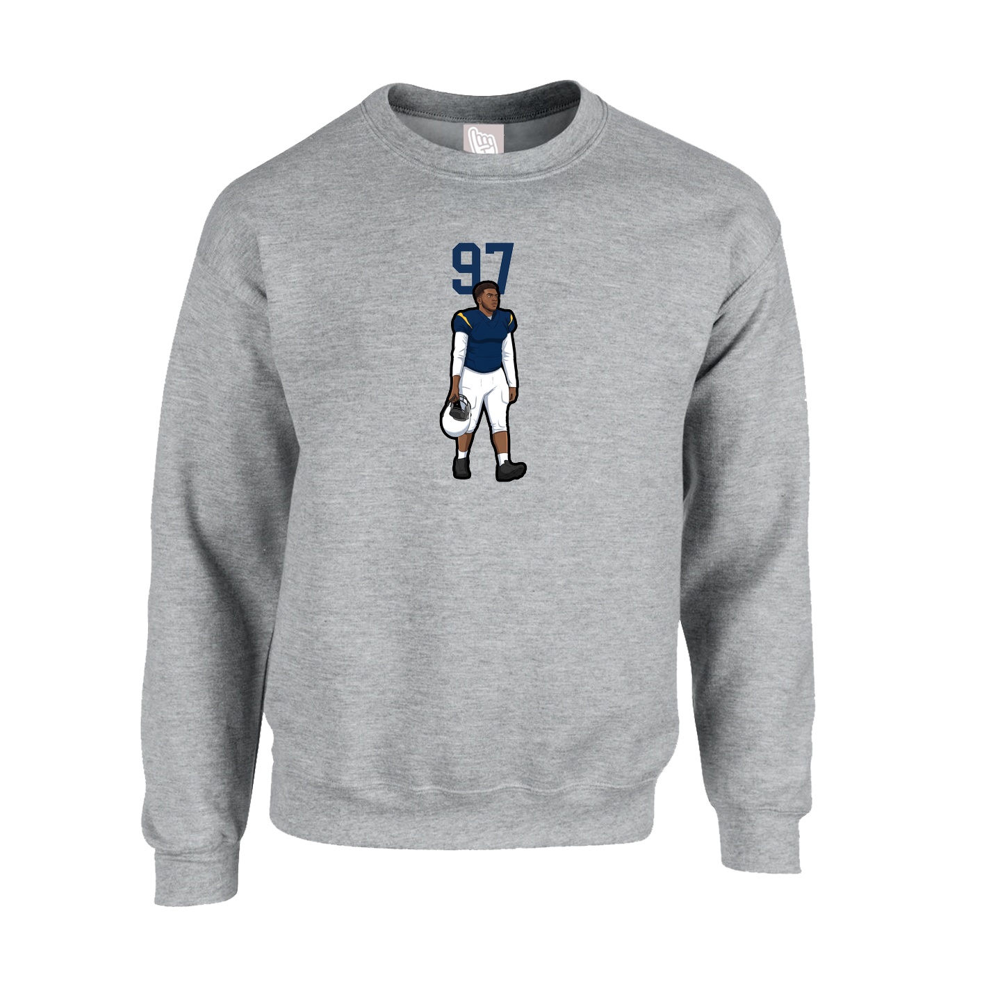 Fleece Crew — Number Top in Grey