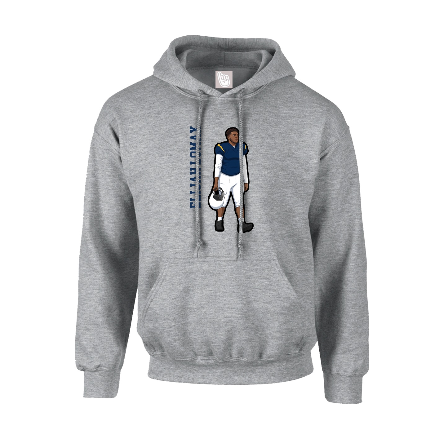 Youth Hoodie — Name Vertical in Grey