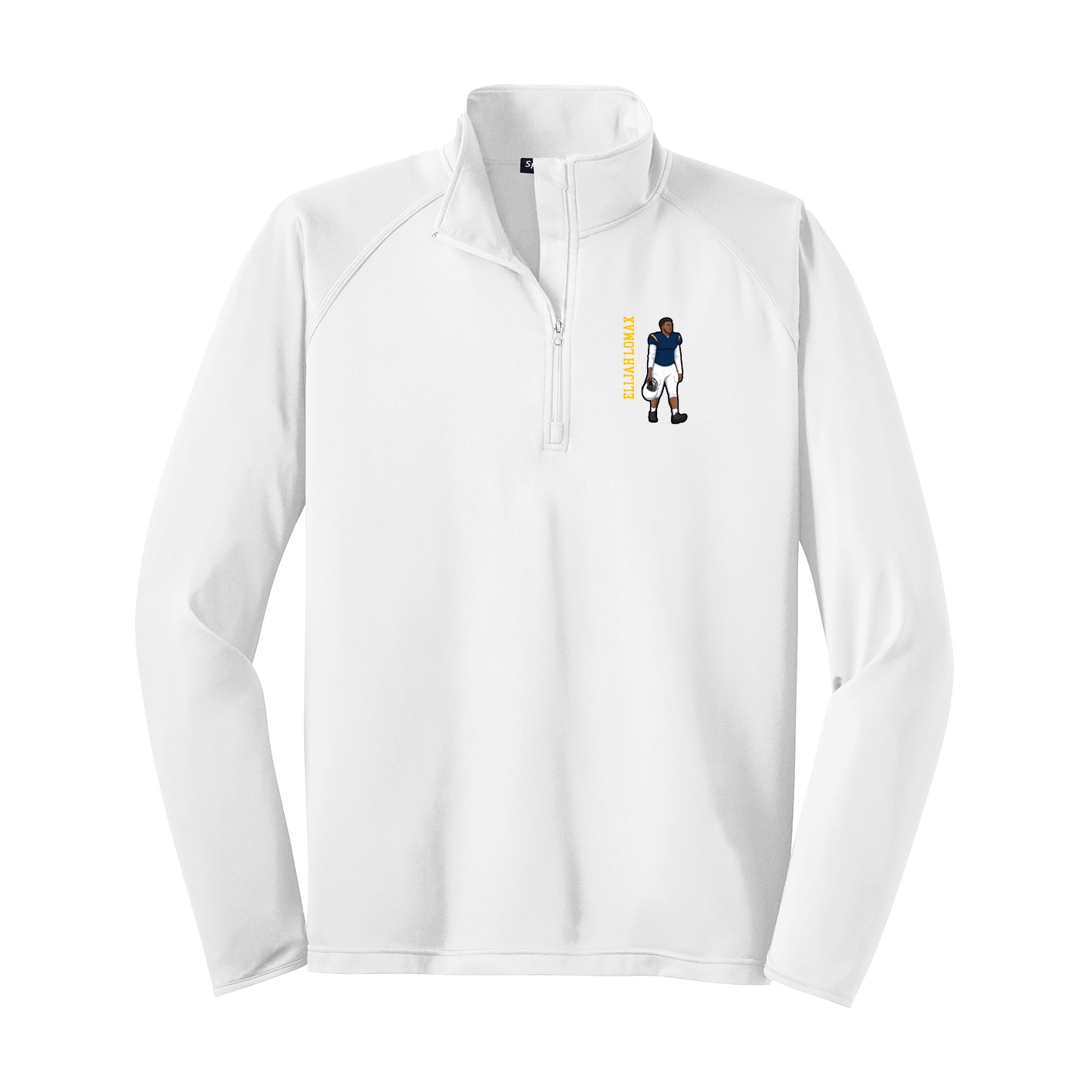 Q-Zip Pullover — Name Vertical in White