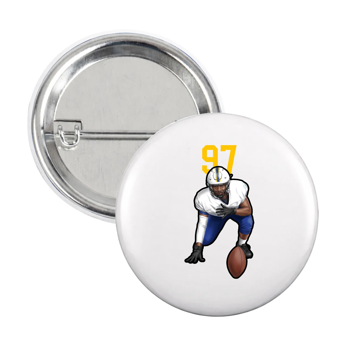 Game Day Button — Number Top in White