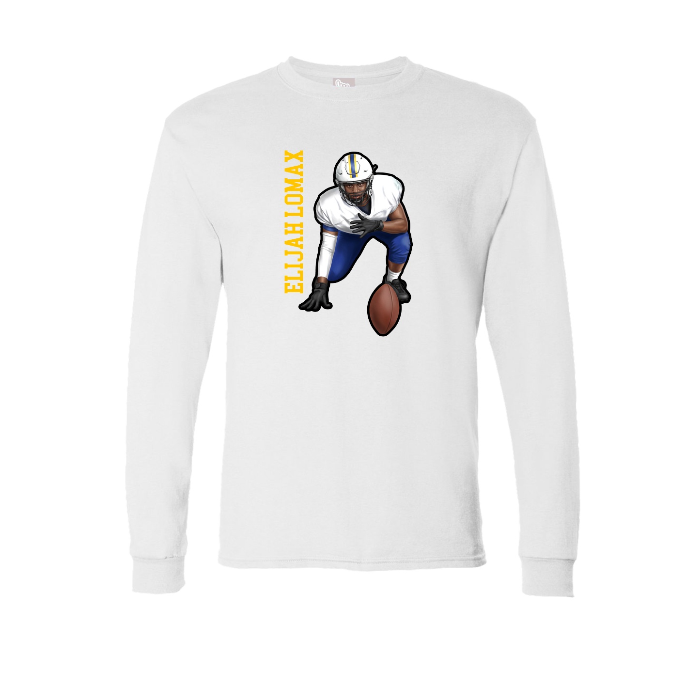 Long Sleeve Tee — Name Vertical in White