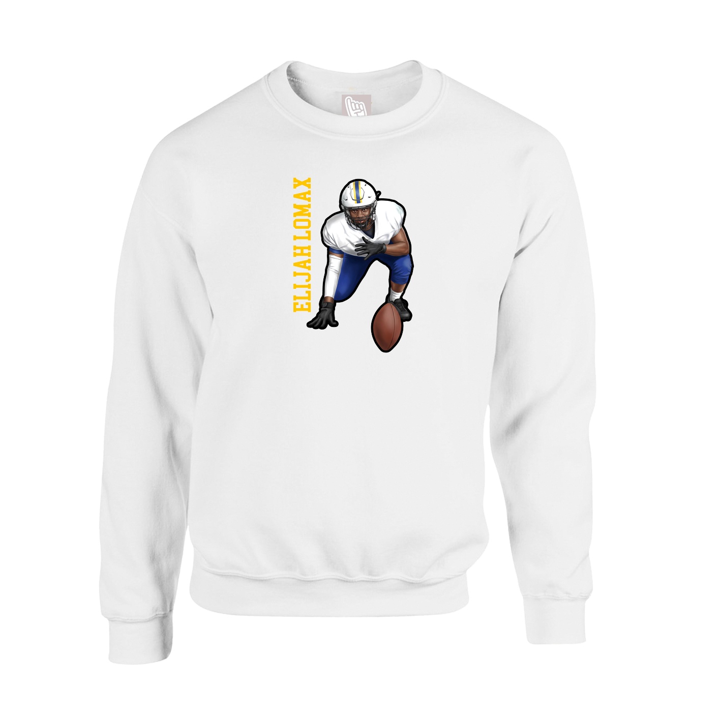 Fleece Crew — Name Vertical in White
