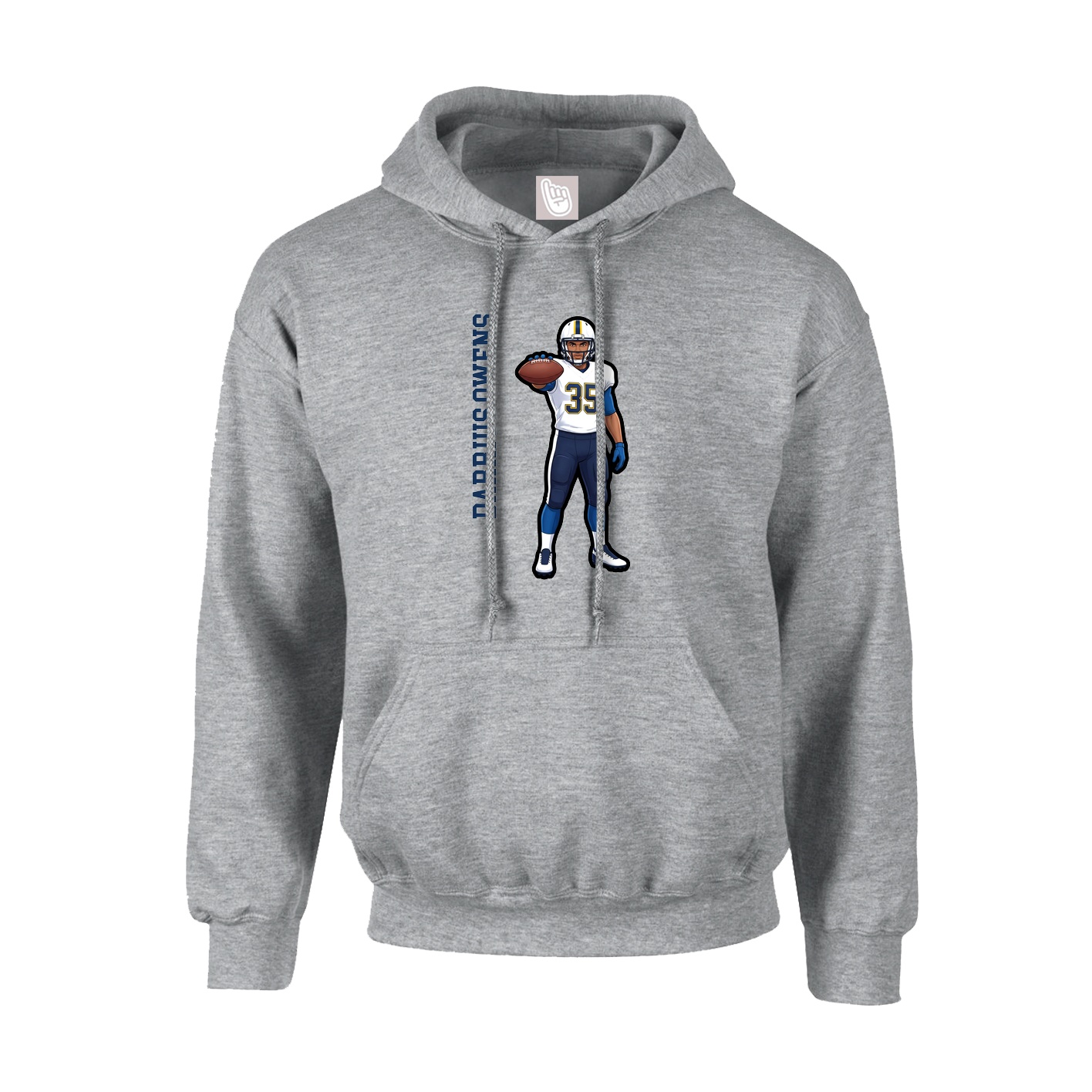 Hoodie — Name Vertical in Grey