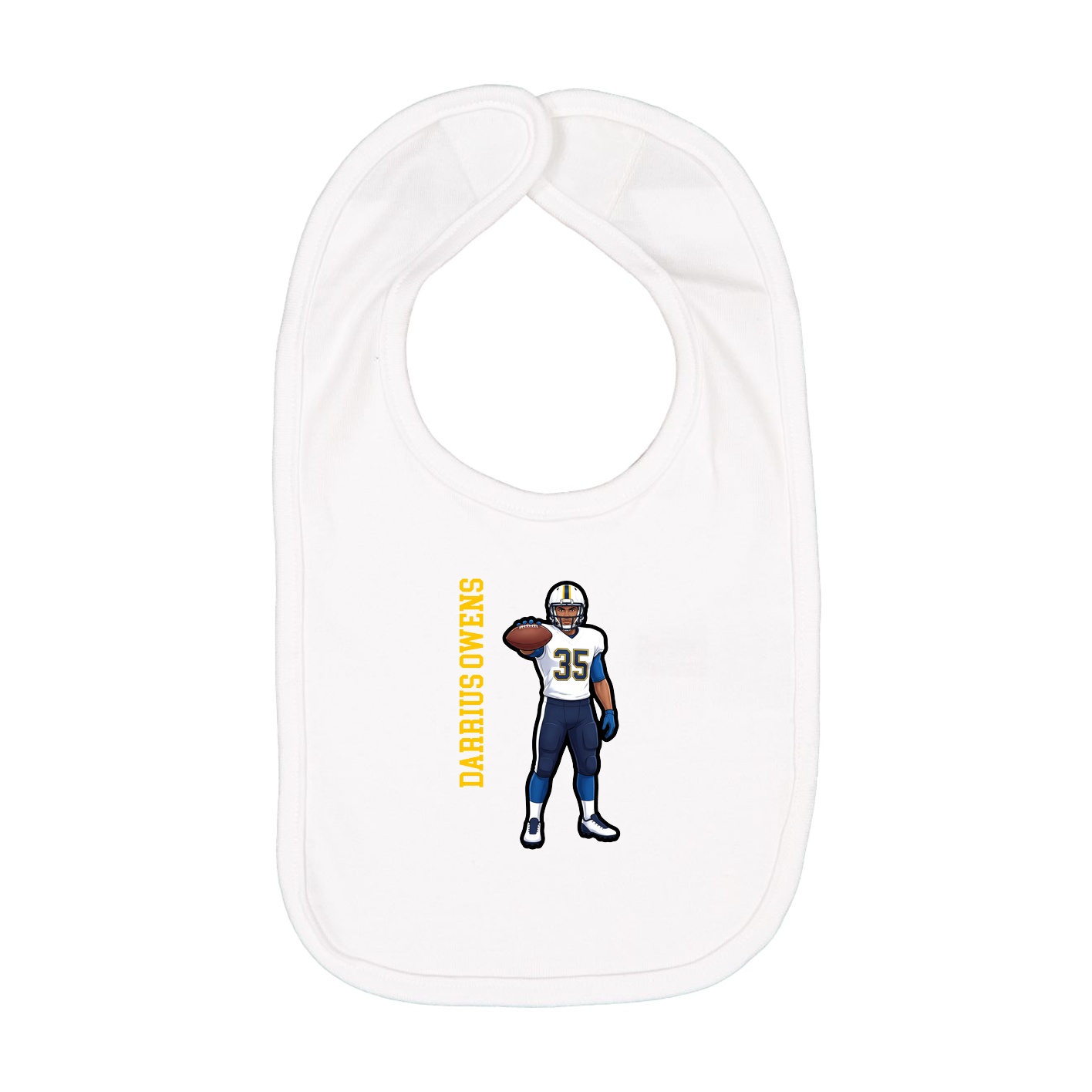 Infant Bib — Name Vertical in White