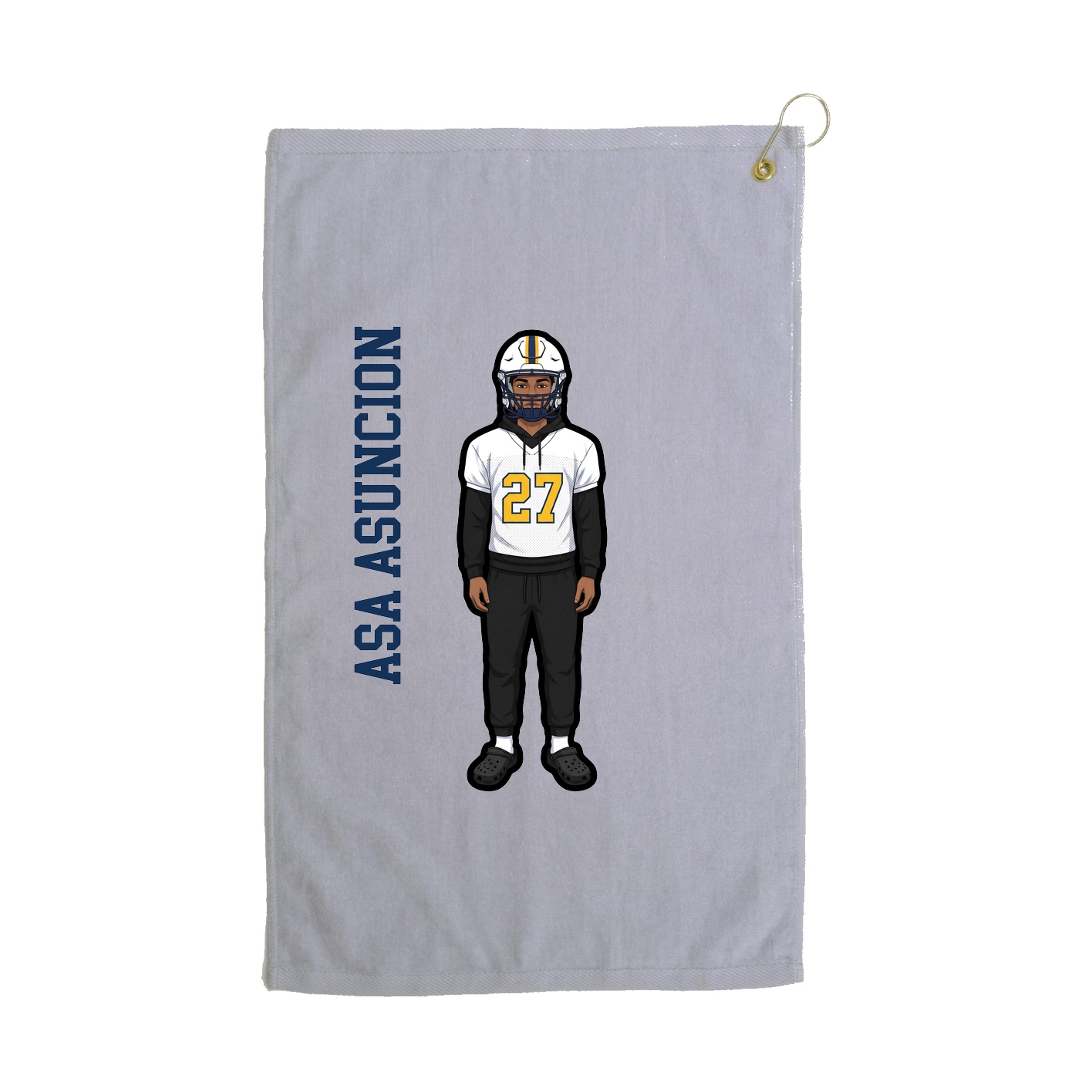 Golf Towel — Name Vertical in Grey