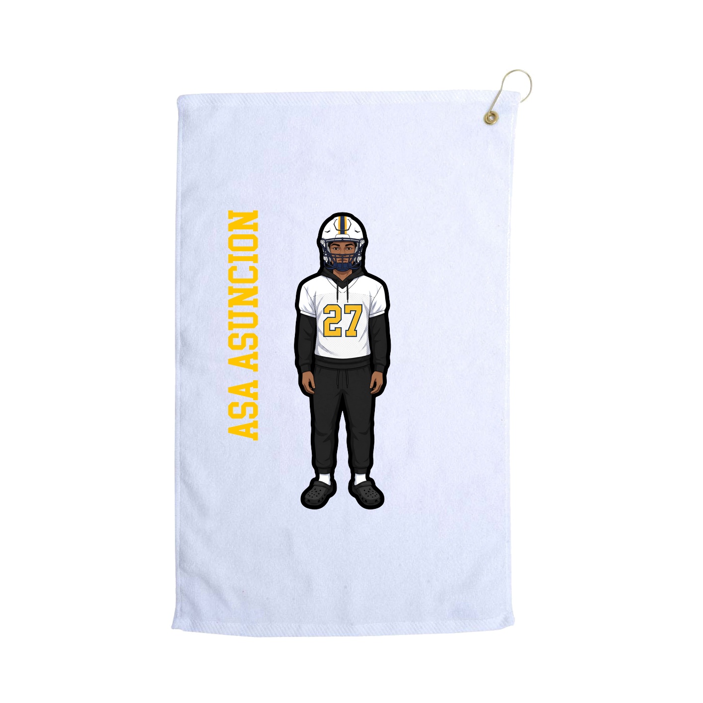 Golf Towel — Name Vertical in White