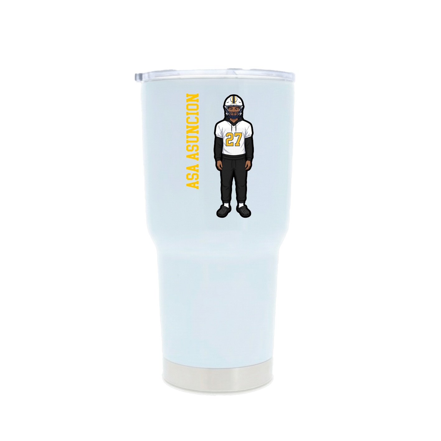 30oz Stainless Steel Tumbler — Name Vertical in White