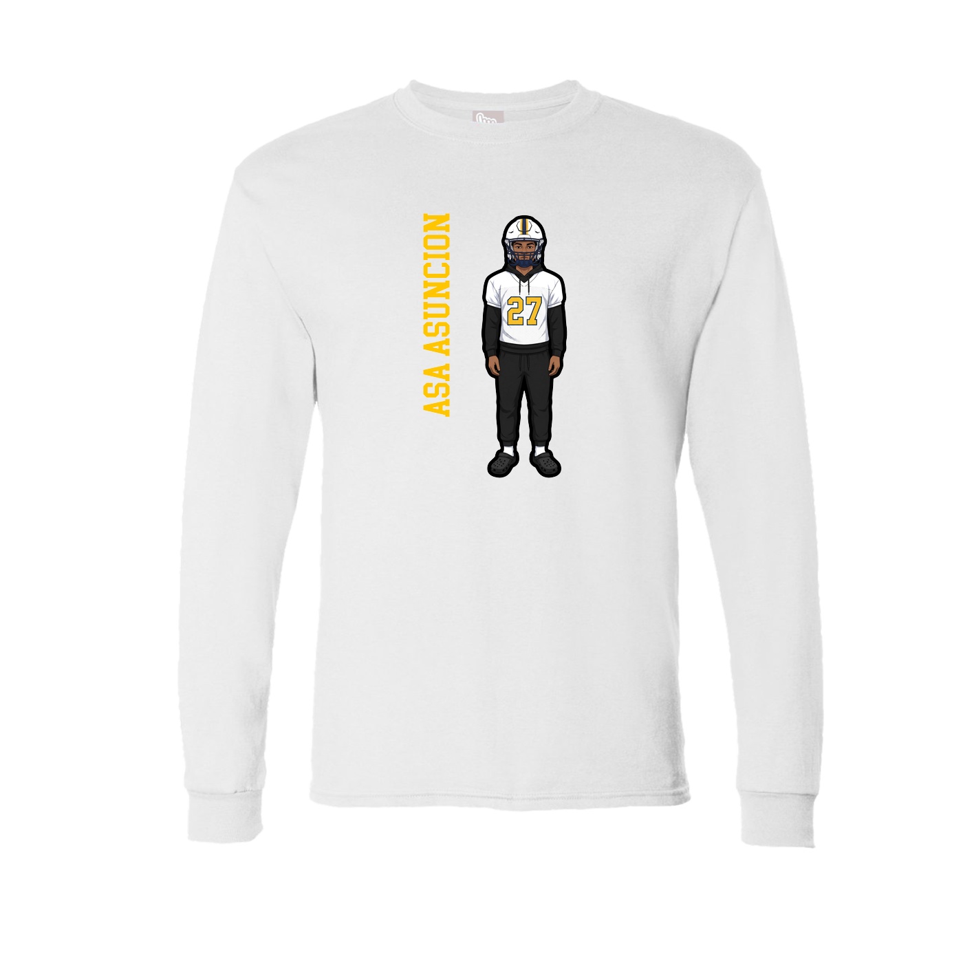 Long Sleeve Tee — Name Vertical in White