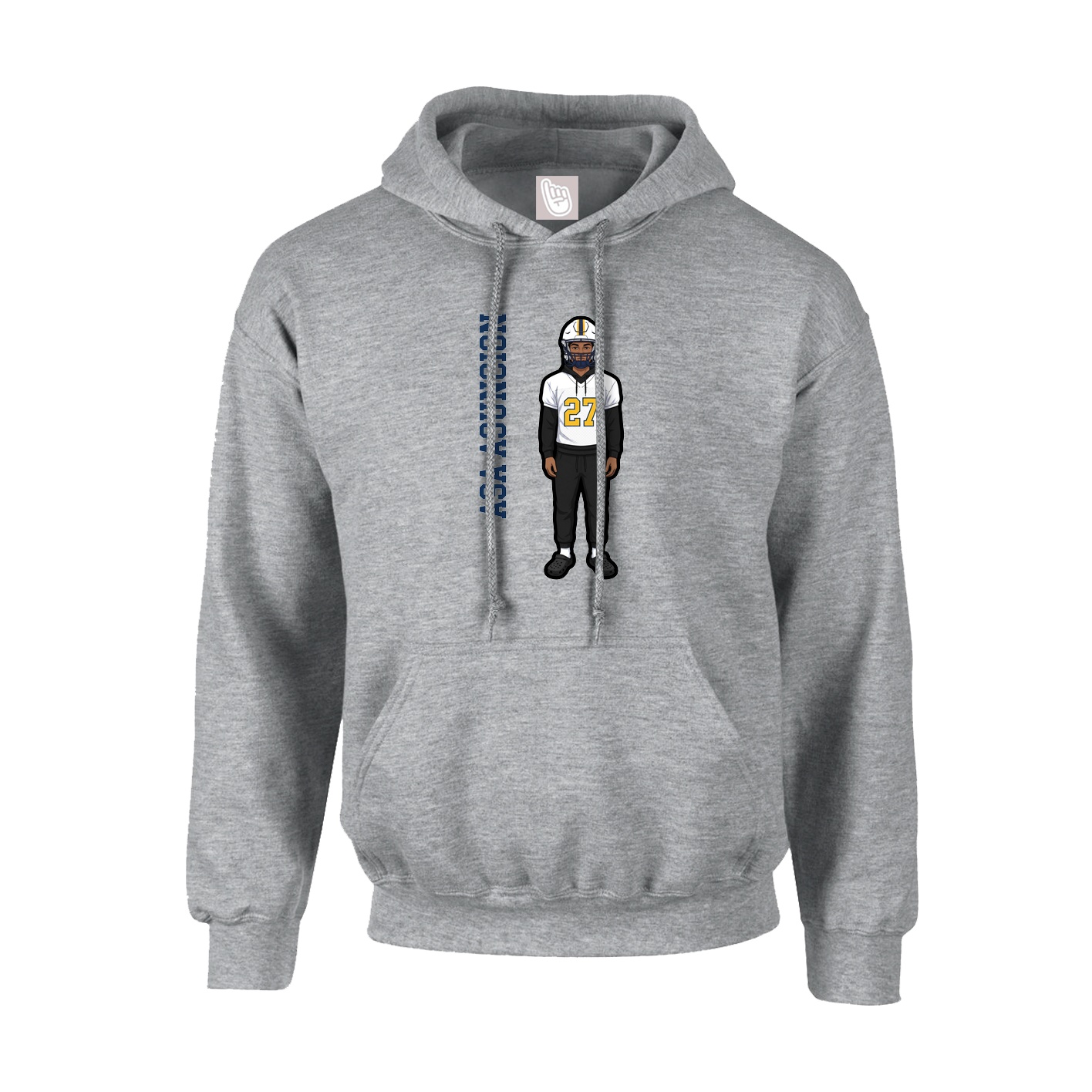Youth Hoodie — Name Vertical in Grey