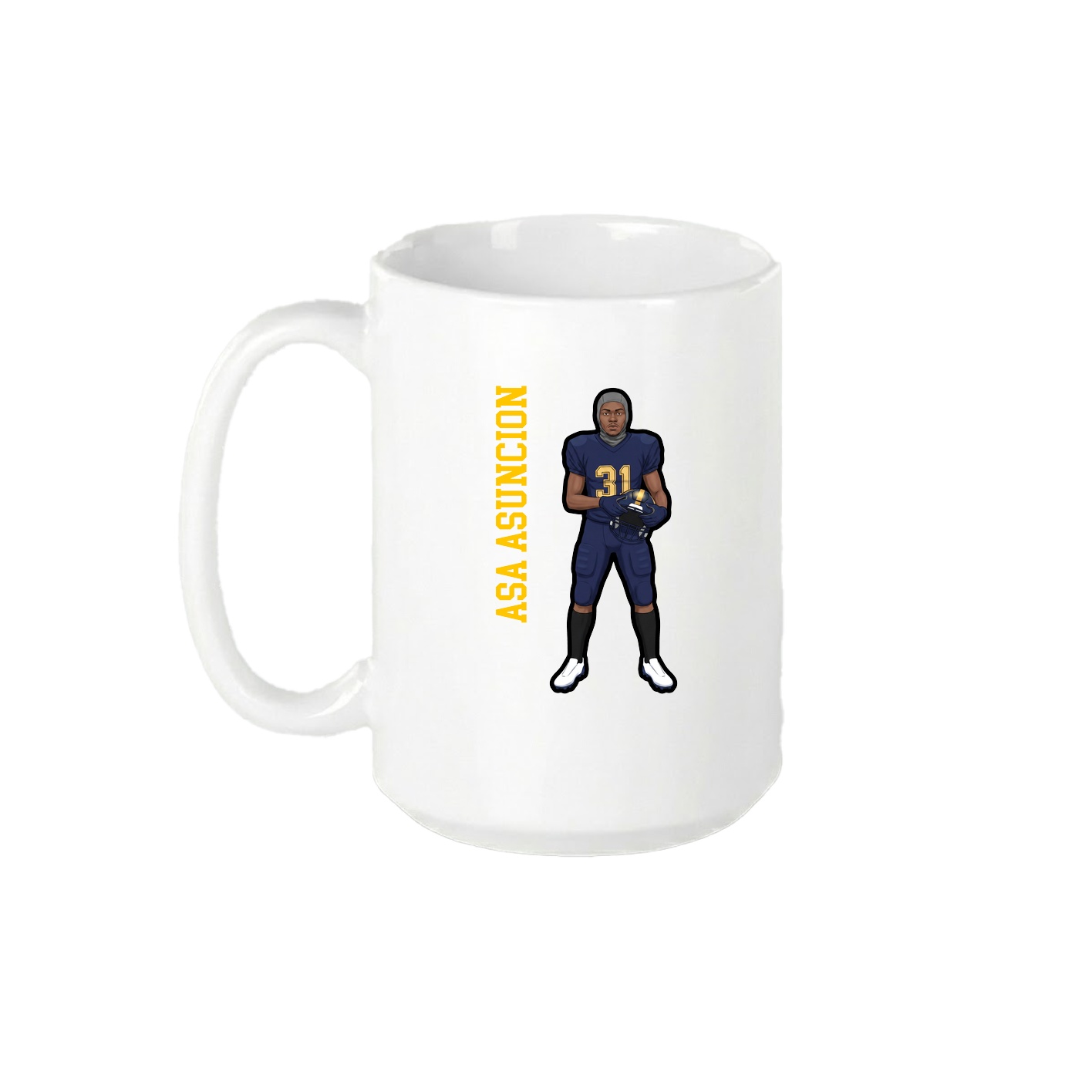 15oz Coffee Mug — Name Vertical in White