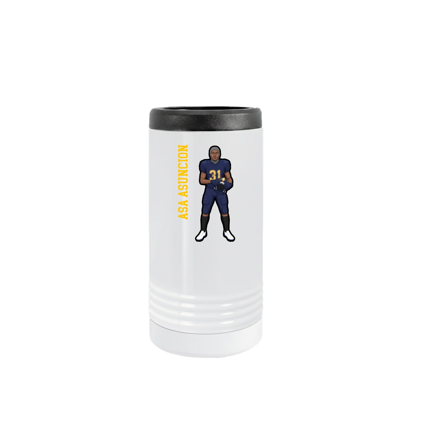Slim Beverage Holder — Name Vertical in White