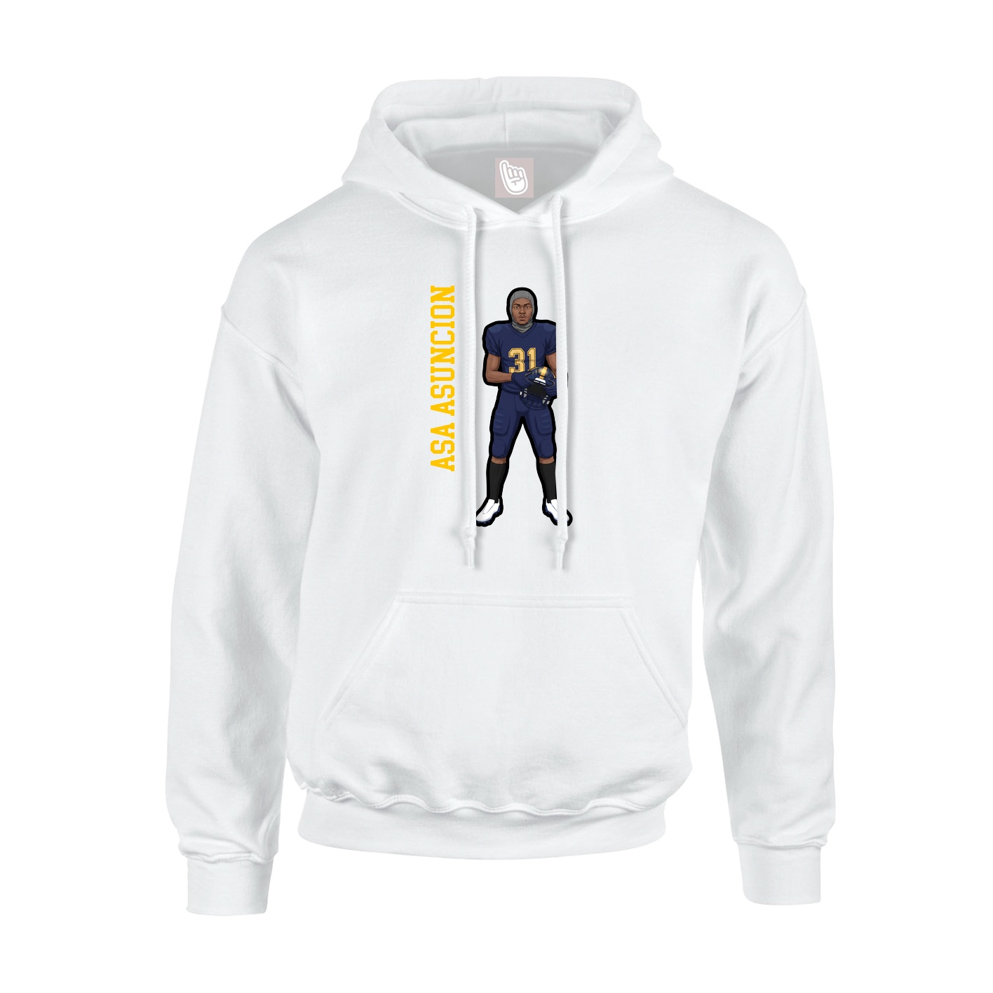 Youth Hoodie — Name Vertical in White