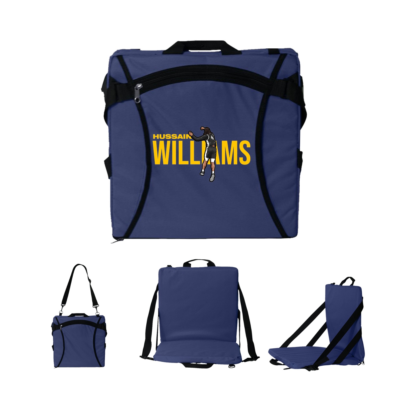 Folding Stadium Seat — Player Name in Navy
