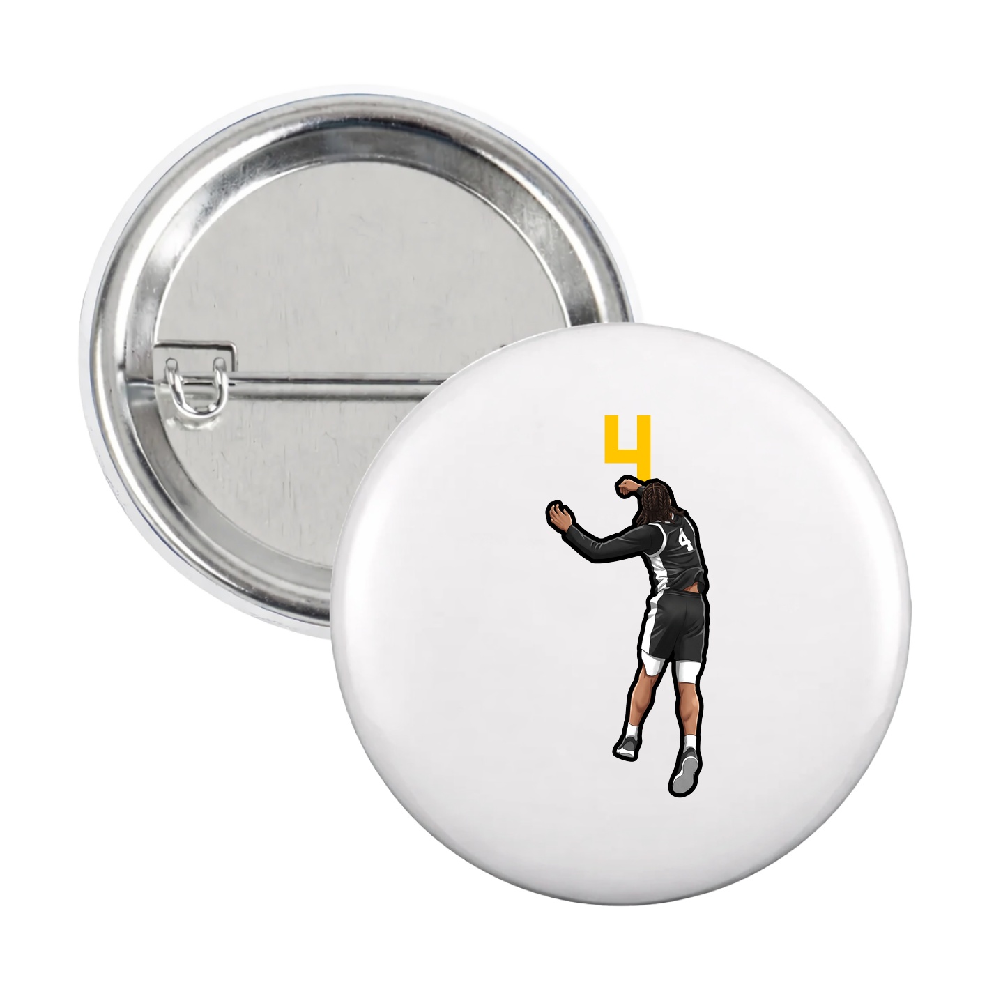 Game Day Button — Number Top in White