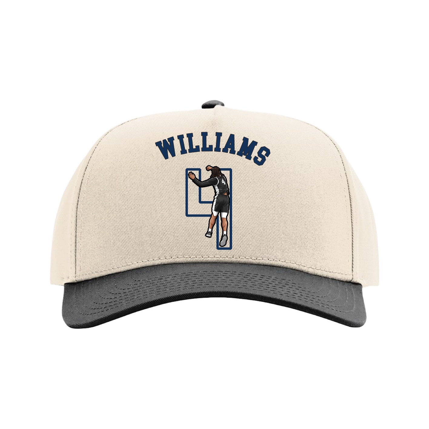 Full Fabric Five-Panel Champ Cap — Shirsey Arch in Cream/Black