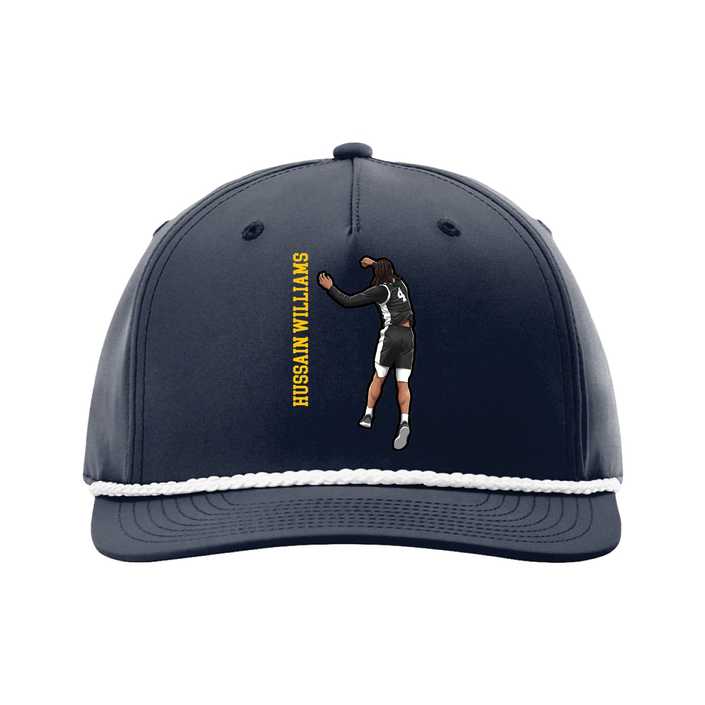 Five-Panel Classic Rope Cap — Name Vertical in Navy