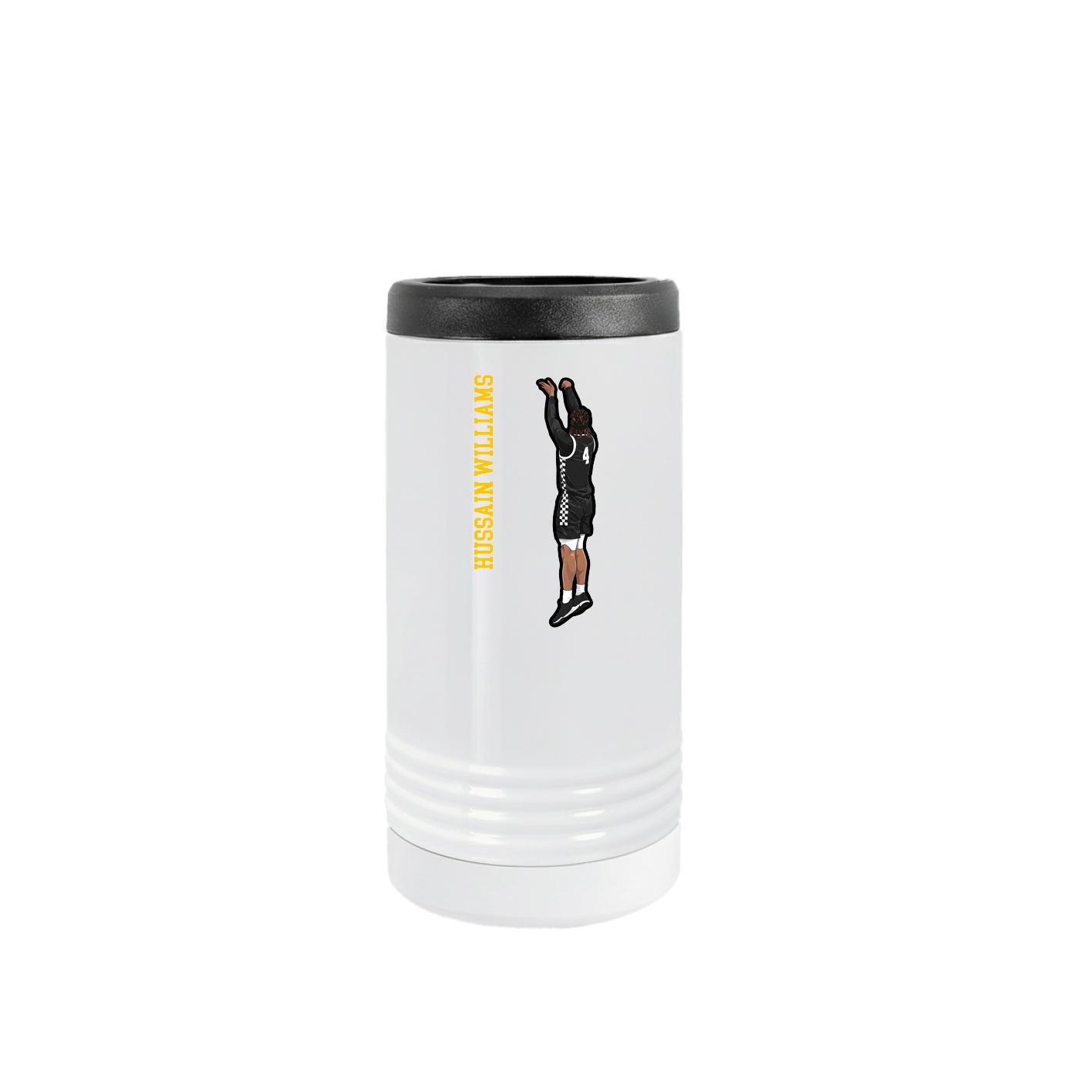 Slim Beverage Holder — Name Vertical in White