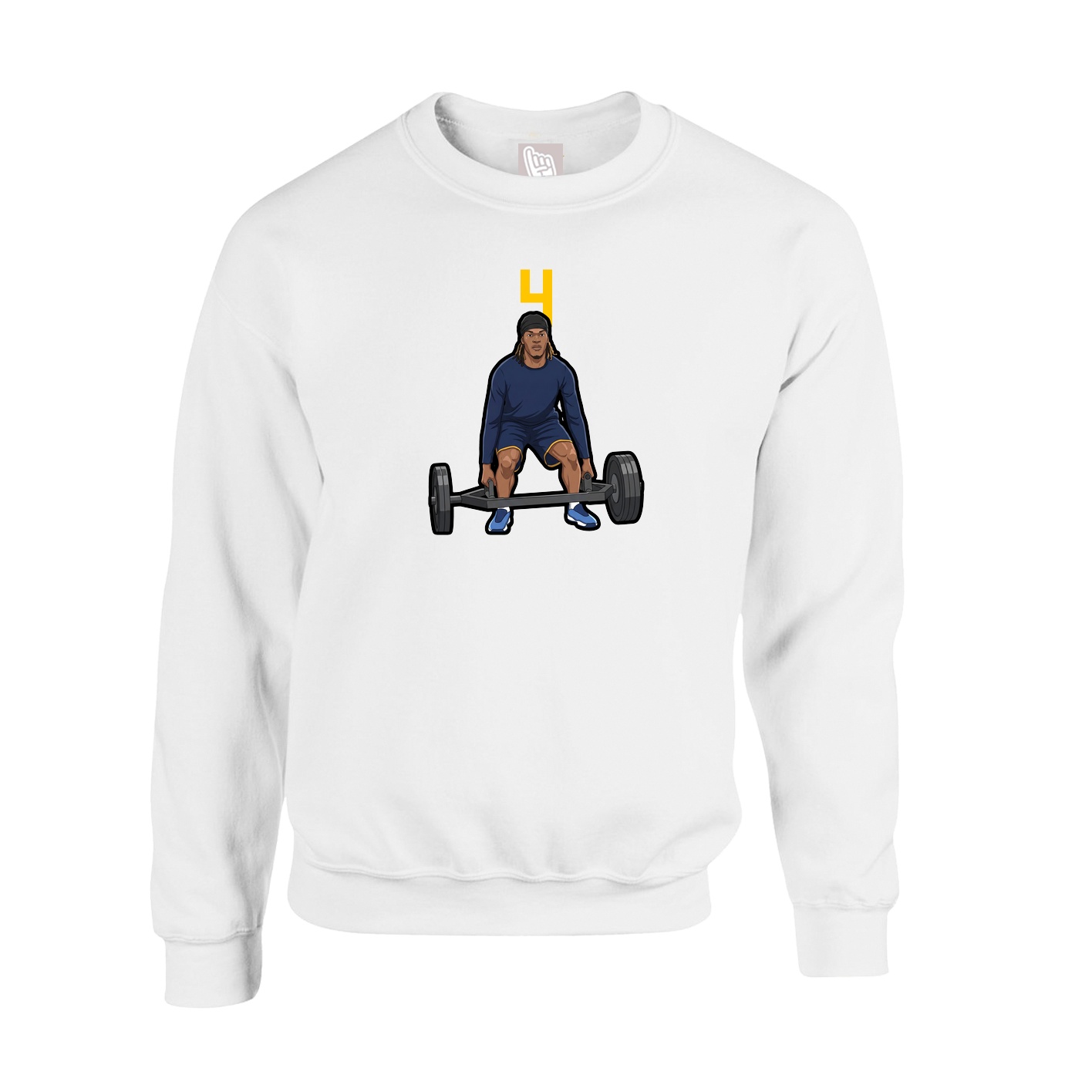Fleece Crew — Number Top in White
