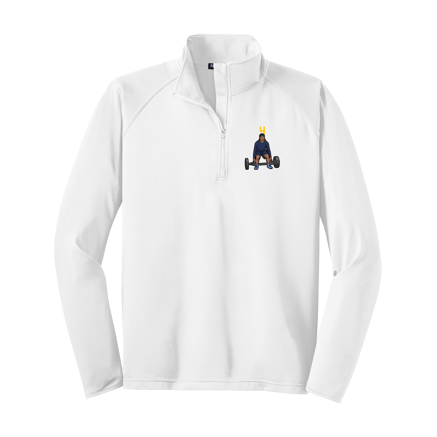 Q-Zip Pullover — Number Top in White