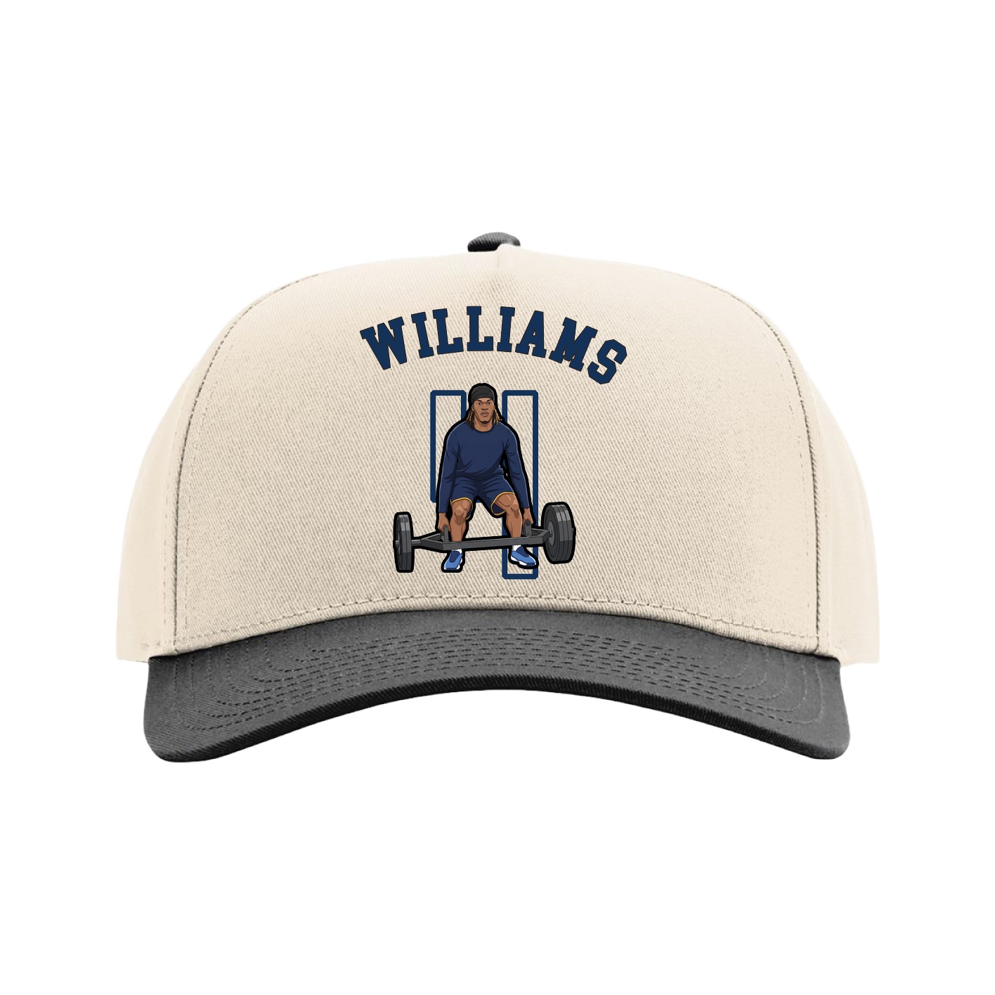 Full Fabric Five-Panel Champ Cap — Shirsey Arch in Cream/Black