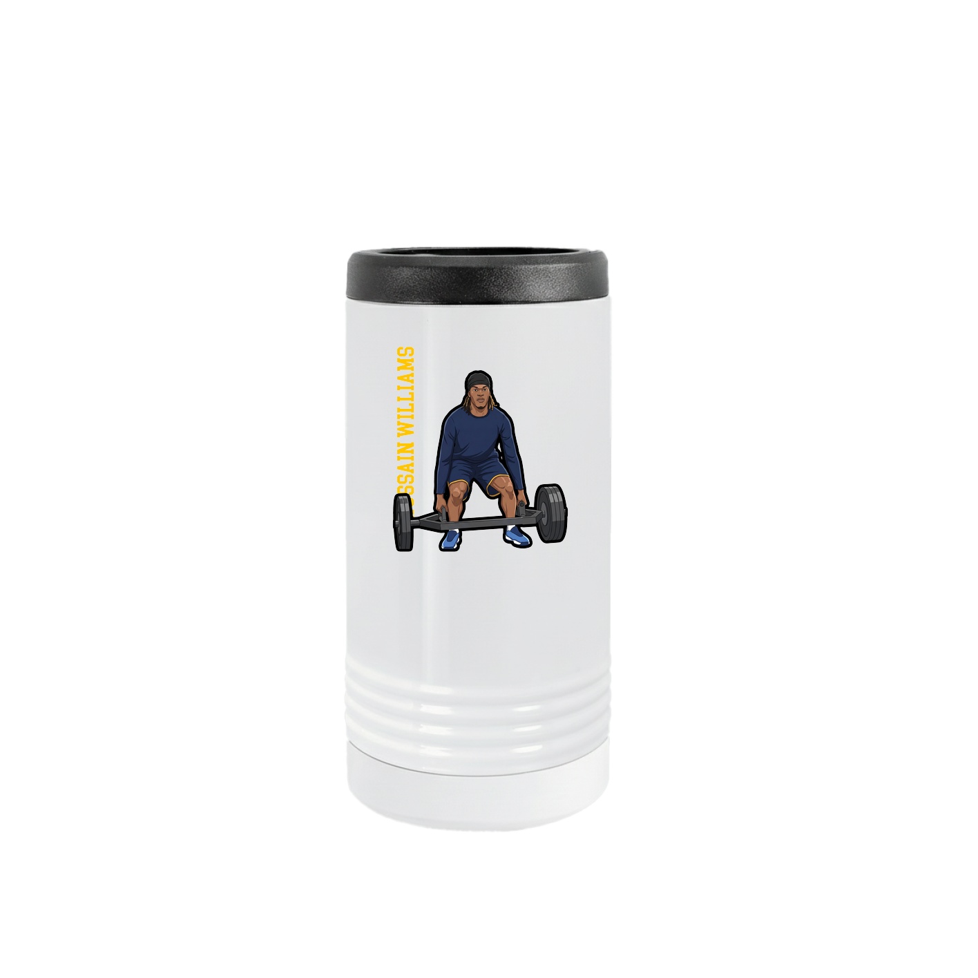Slim Beverage Holder — Name Vertical in White
