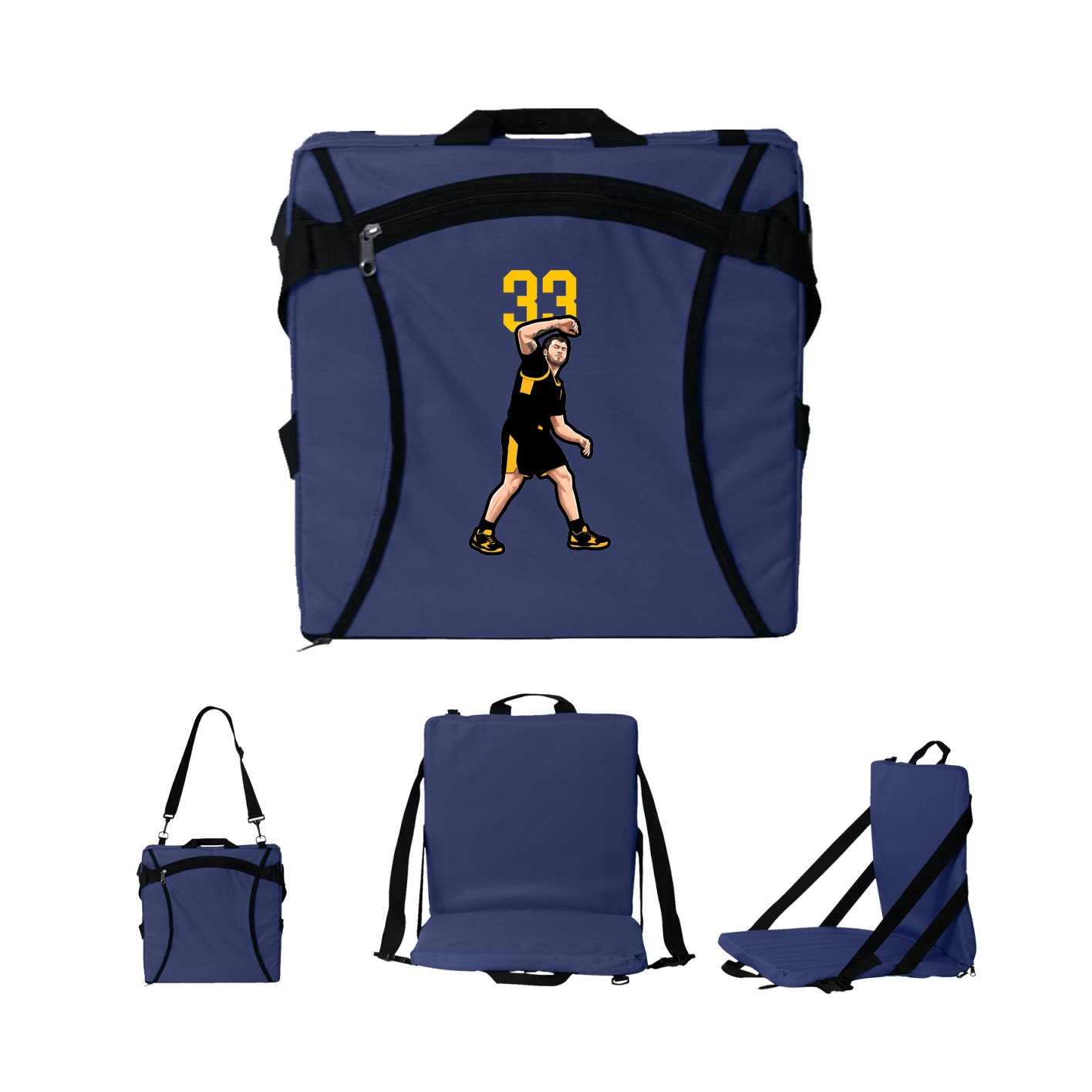 Folding Stadium Seat — Number Top in Navy