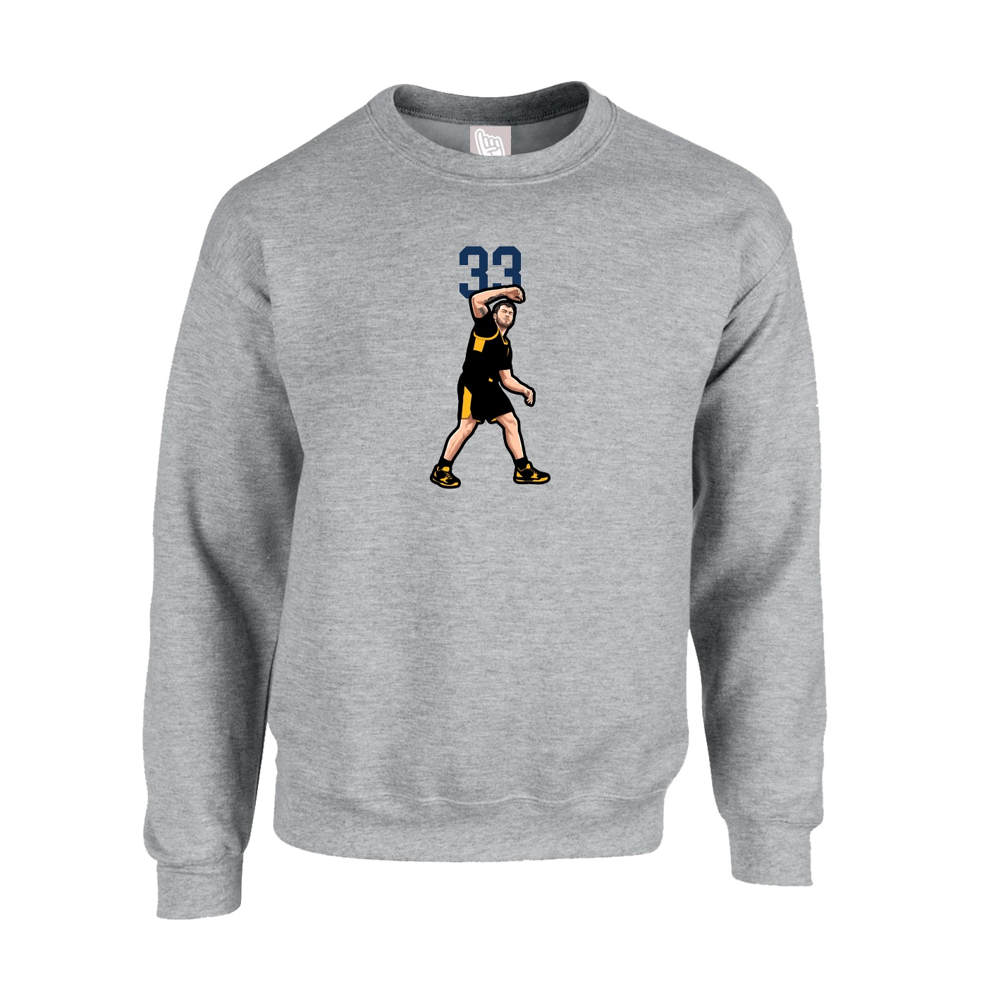 Fleece Crew — Number Top in Grey