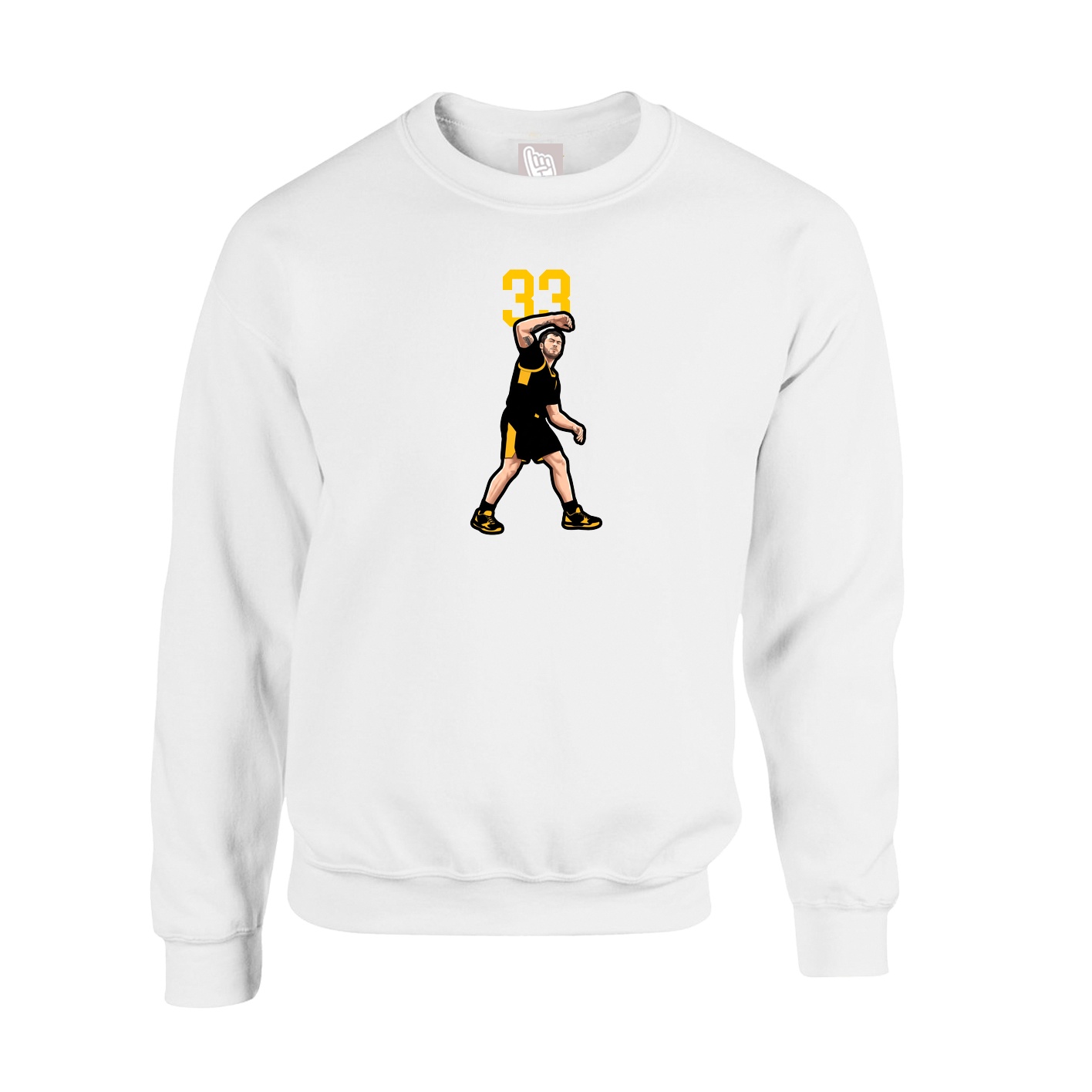 Fleece Crew — Number Top in White