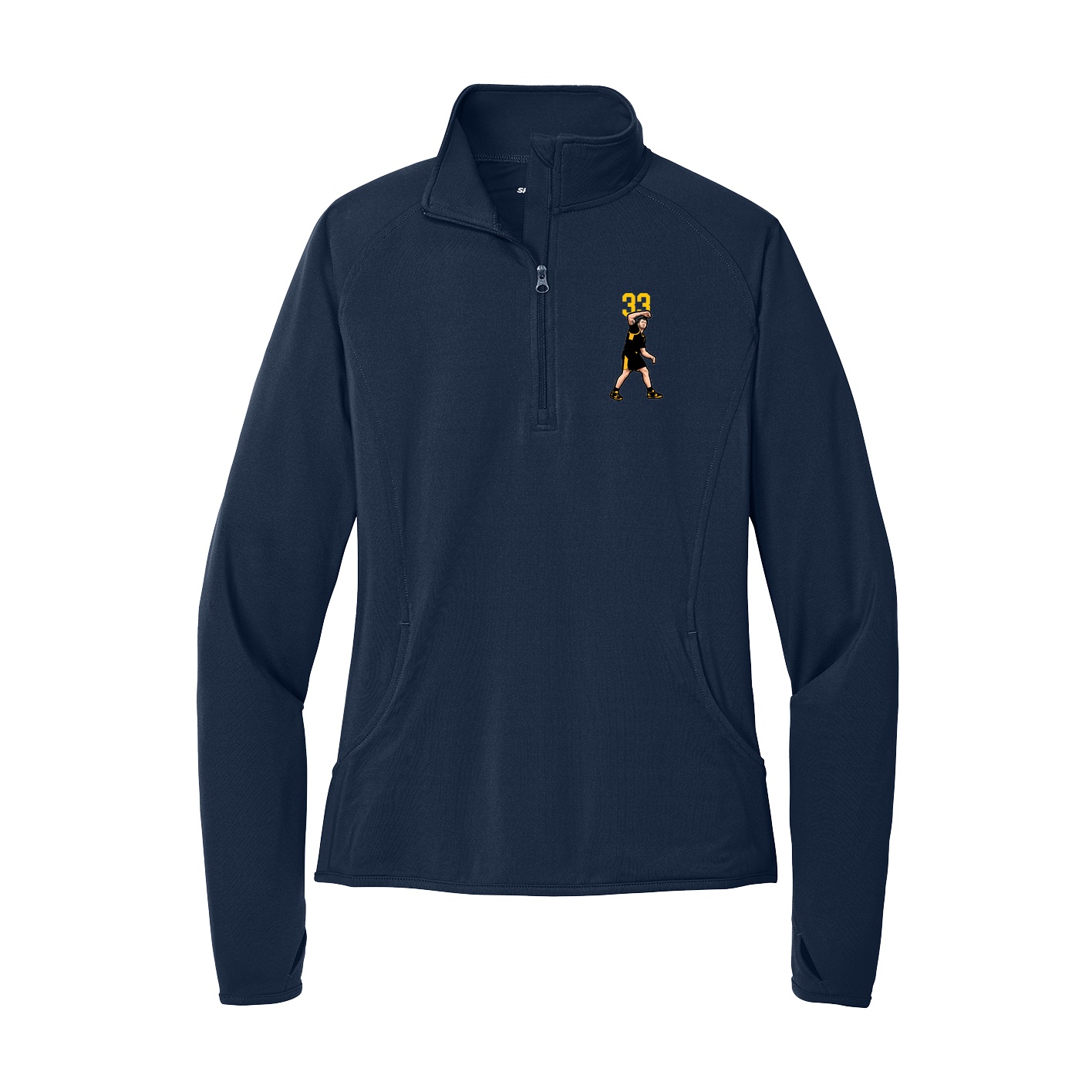 Women's Q-Zip Pullover — Number Top in Navy