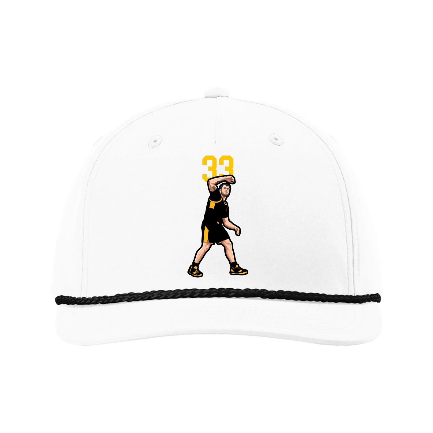 Five-Panel Classic Rope Cap — Number Top in White