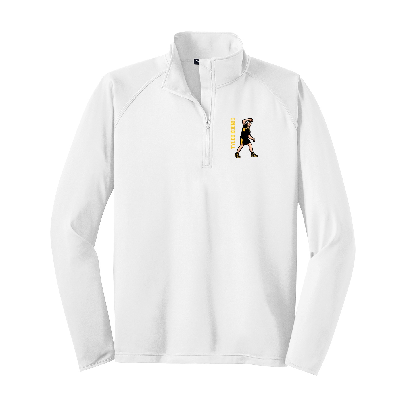 Q-Zip Pullover — Name Vertical in White