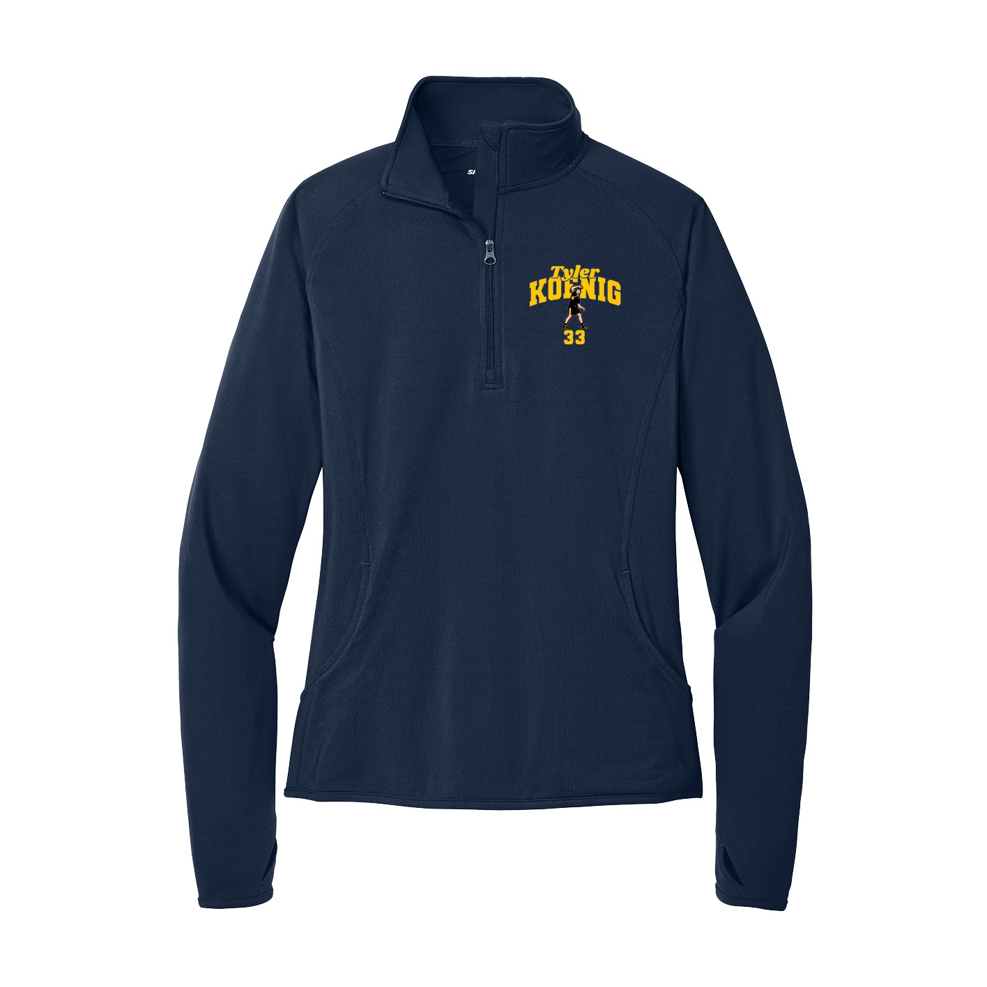 Women's Q-Zip Pullover — Signature Arch in Navy