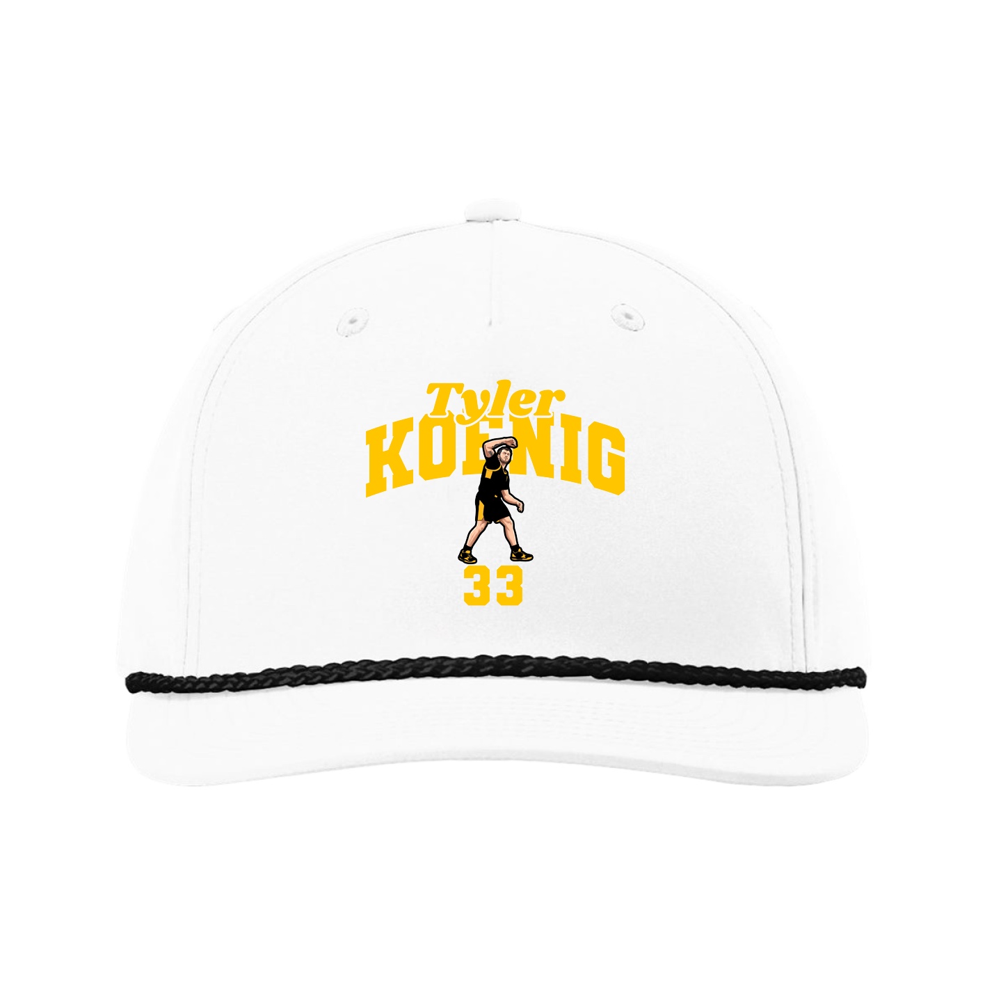 Five-Panel Classic Rope Cap — Signature Arch in White