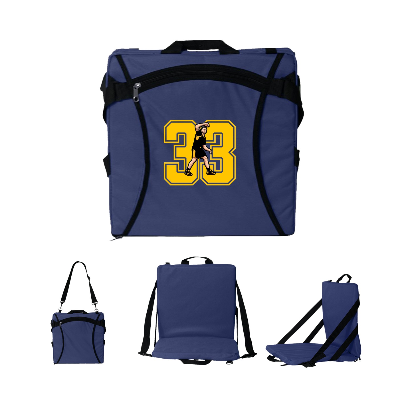 Folding Stadium Seat — Number in Navy