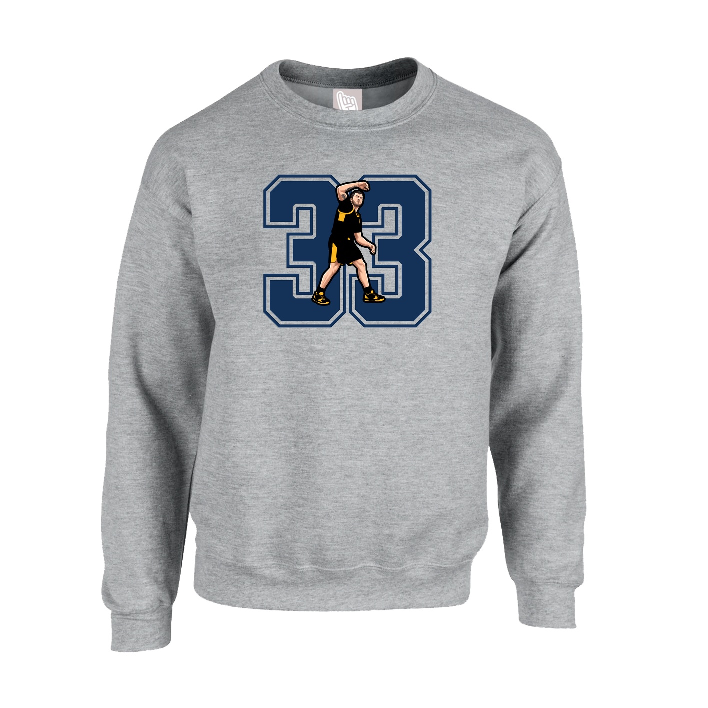 Fleece Crew — Number in Grey