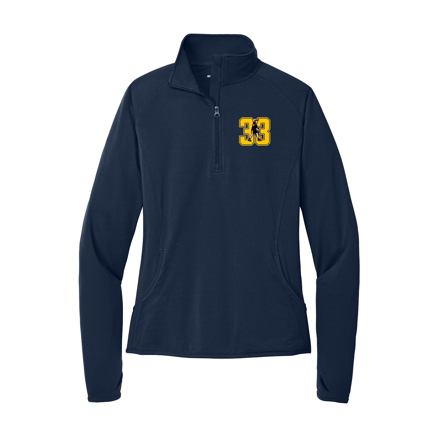Women's Q-Zip Pullover — Number in Navy