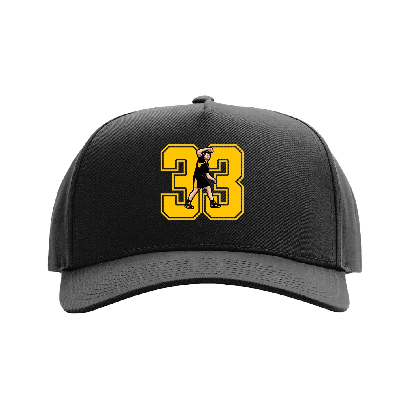Full Fabric Five-Panel Champ Cap — Number in Black