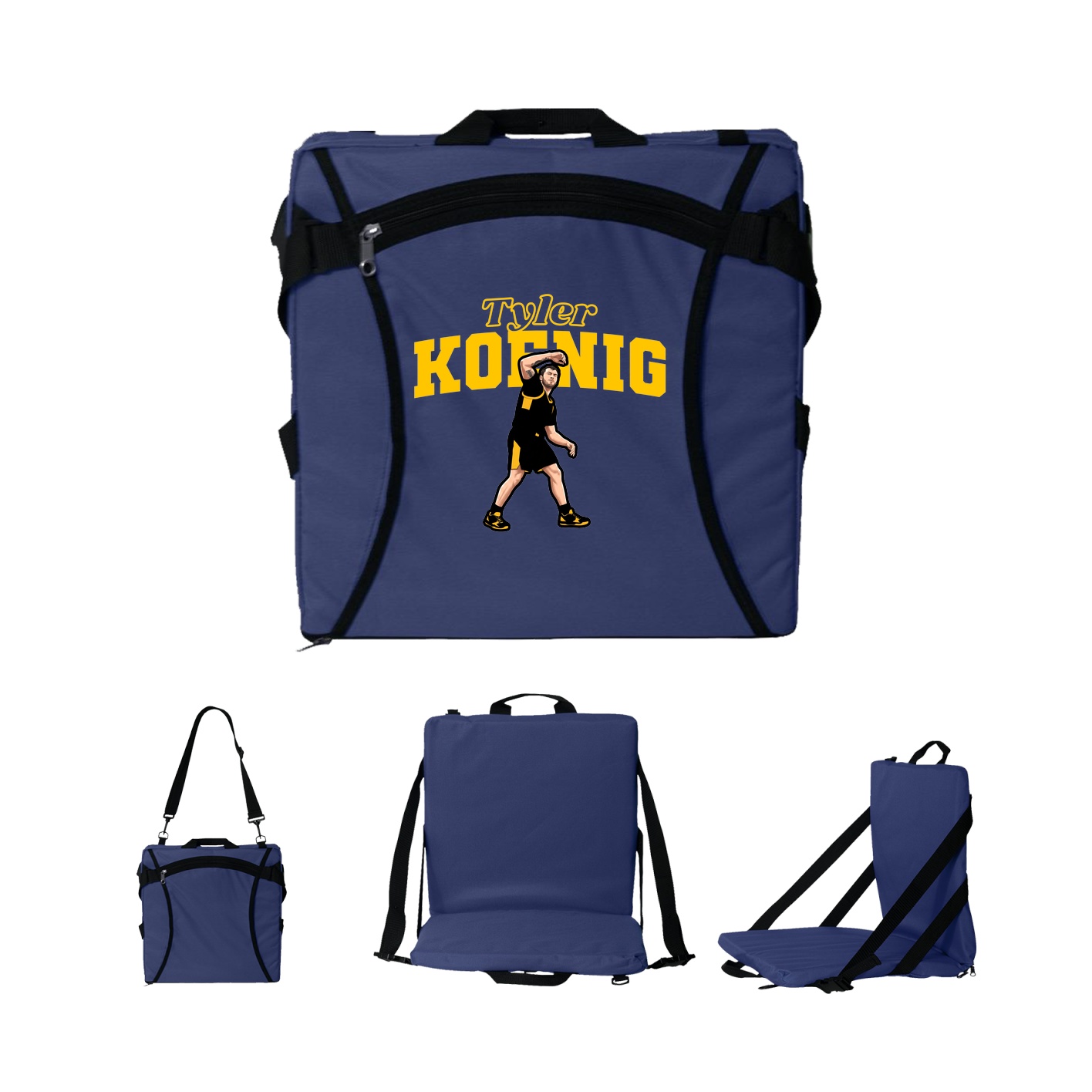 Folding Stadium Seat — Name Arch in Navy