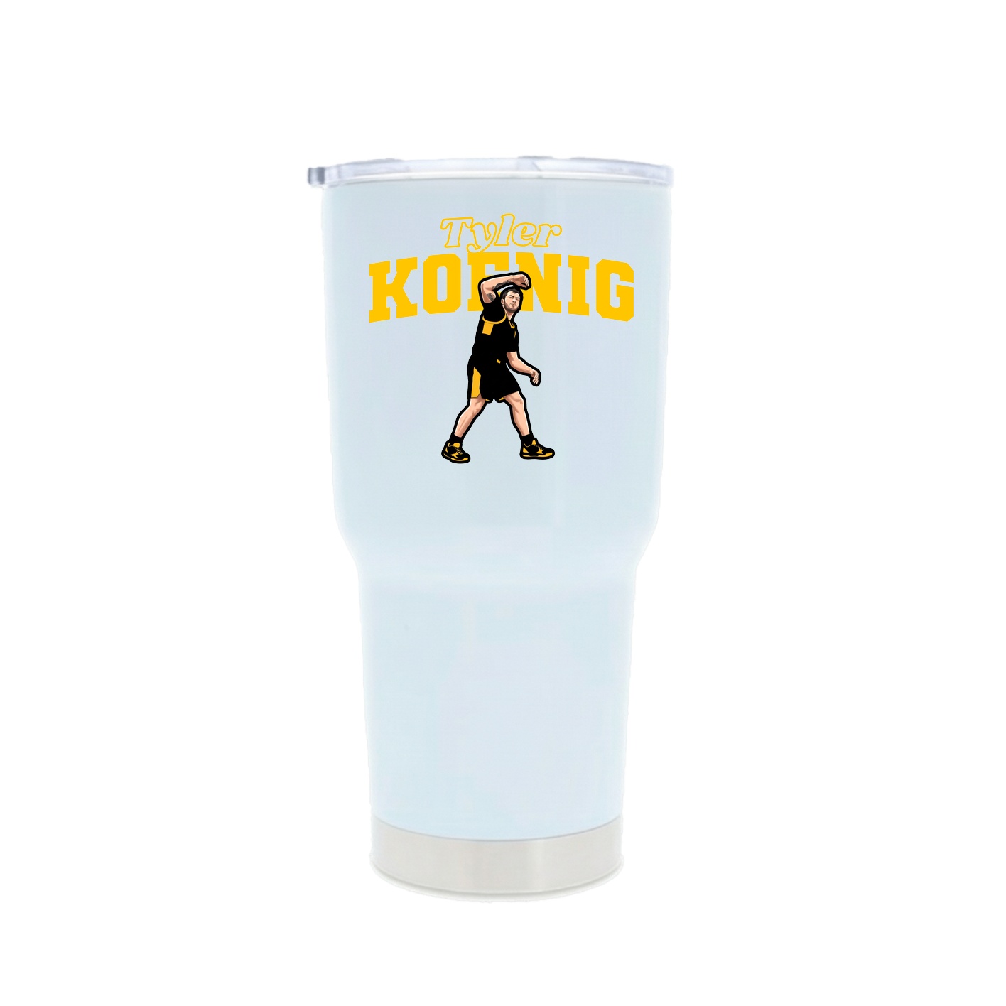 30oz Stainless Steel Tumbler — Name Arch in White