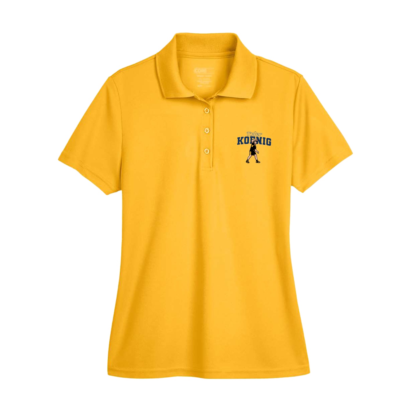 Womens Performance Polo — Name Arch in Gold