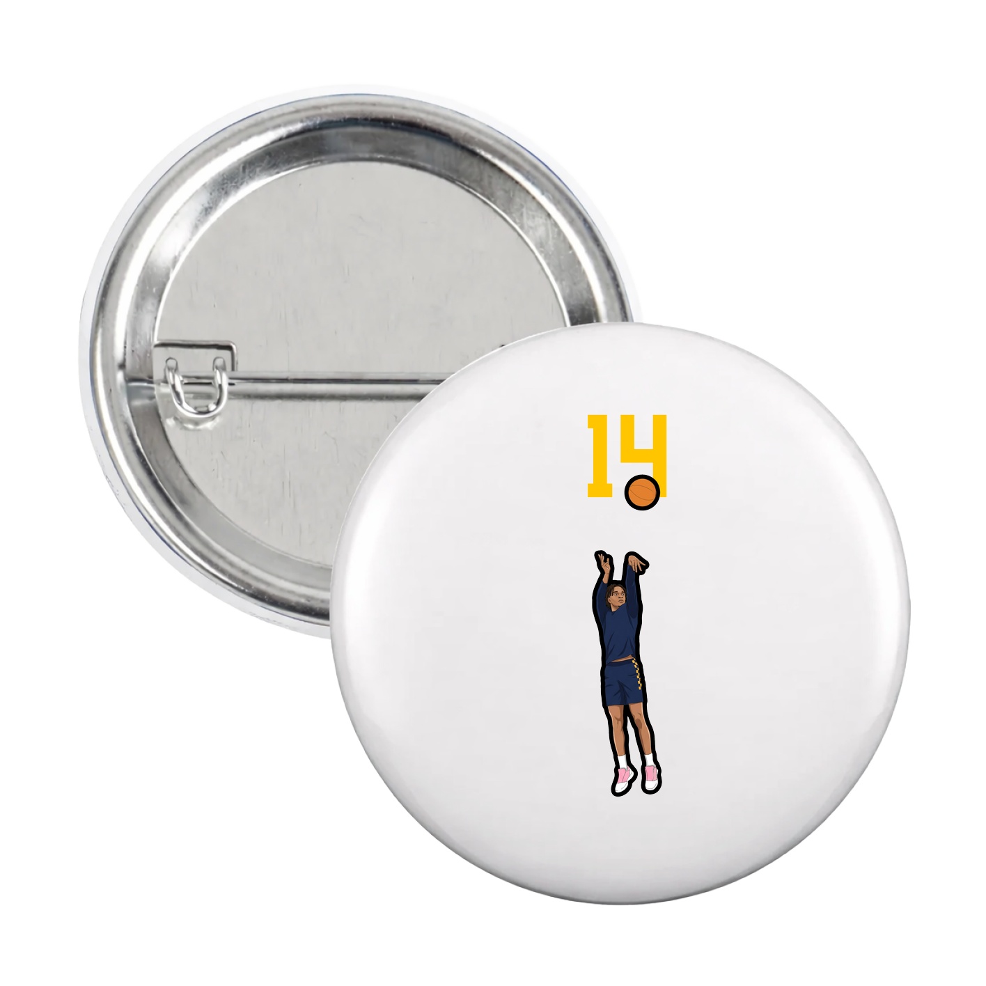 Game Day Button — Number Top in White