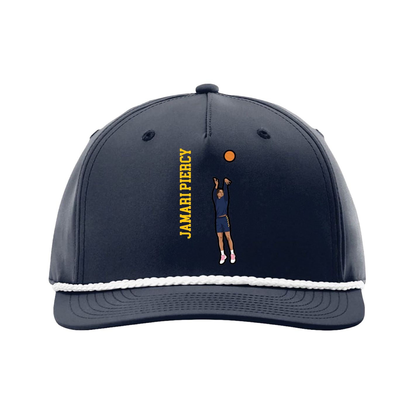 Five-Panel Classic Rope Cap — Name Vertical in Navy