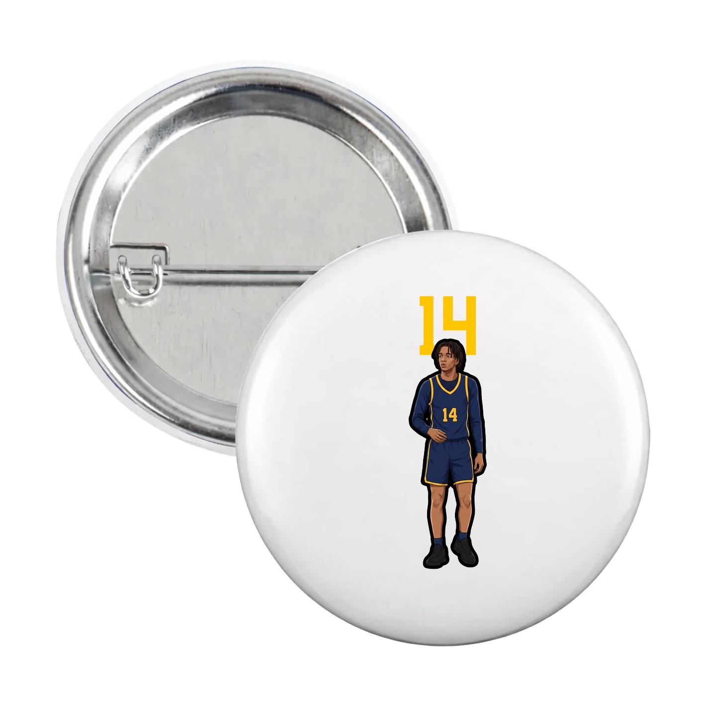 Game Day Button — Number Top in White